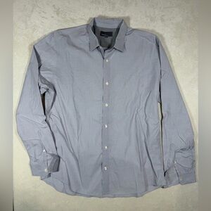 Vince Lux XL Men's Light Gray Cotton Lightweight Button Down Ribbon Detail Shirt